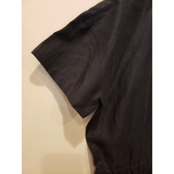 NWT Eileen Fisher Womens Linen Blend Slub Jumpsuit Black Wide Leg Cropped Large - Picture 6 of 13